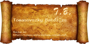 Tomasovszky Balázs névjegykártya